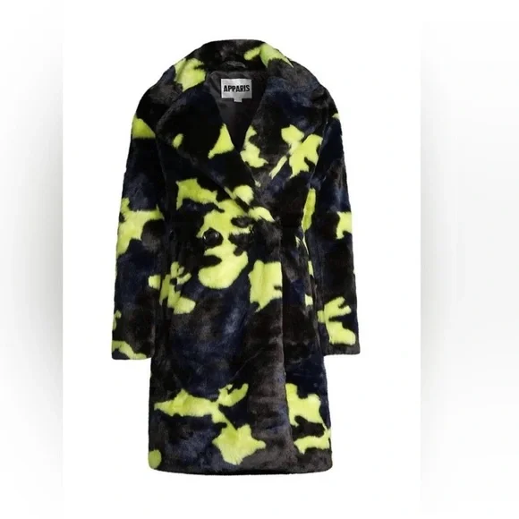 Apparis Black Jahaira Faux Fur Coat xs - Picture 2 of 3